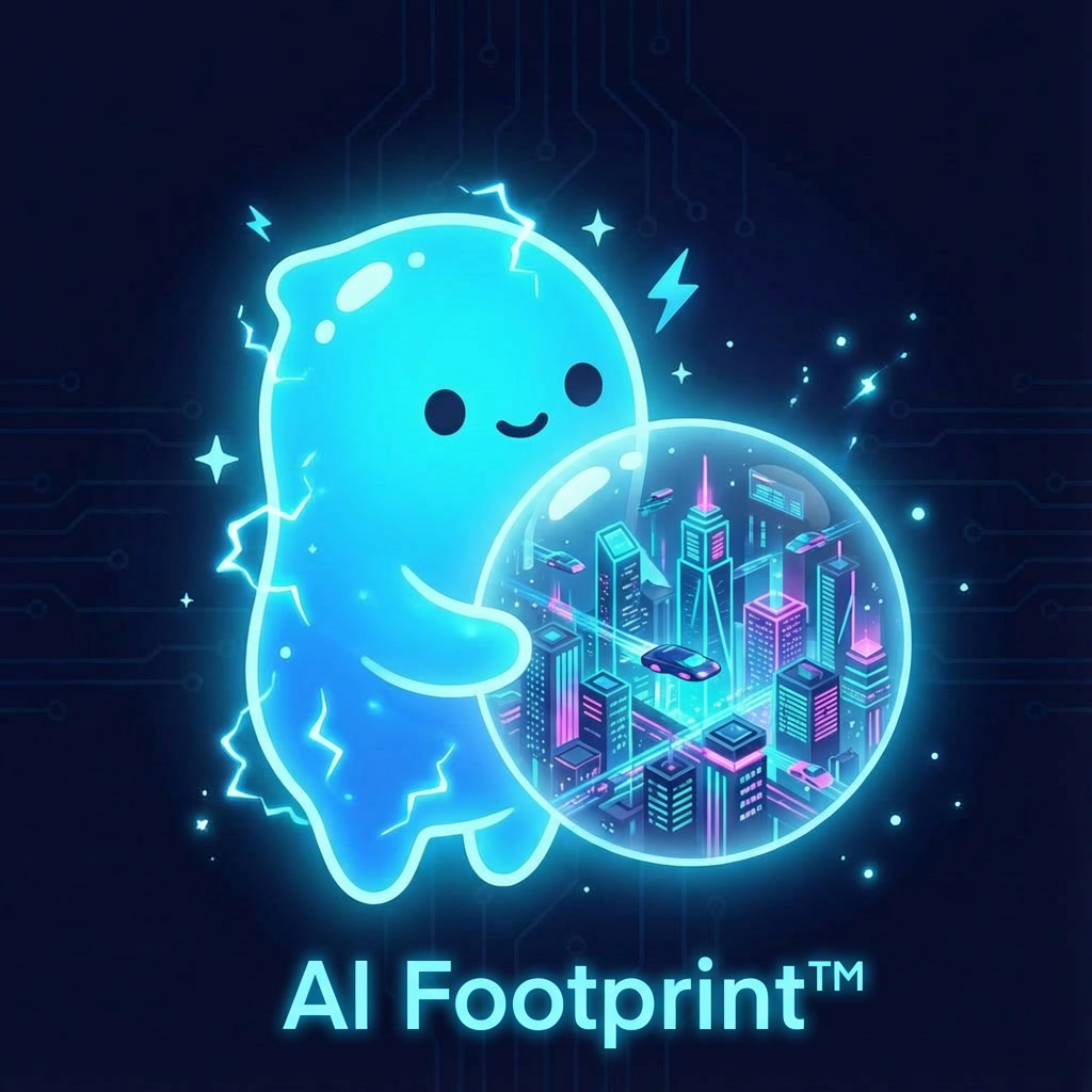 AI Footprint Wattling holding a glowing city